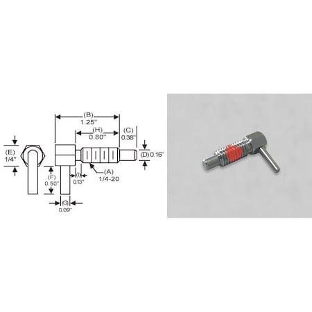 S & W Manufacturing L-Handle Lock, Nose P, 1/4-20", .8" SLLW-1